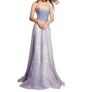 NEW GLS COLLECTIVE embellished square neck a-line gown in ice blue